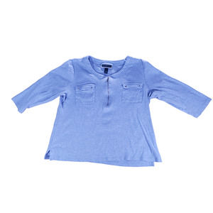 KAREN SCOTT BLUE TOP 3/4 SLEEVES SZ XL